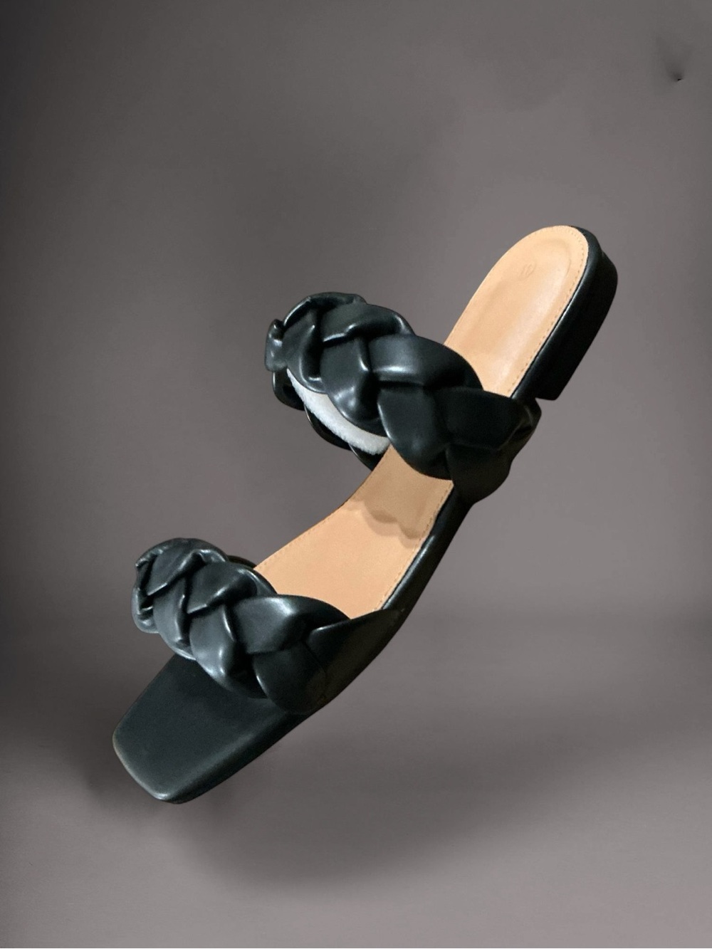 Black Braided Slide Sandals - Women